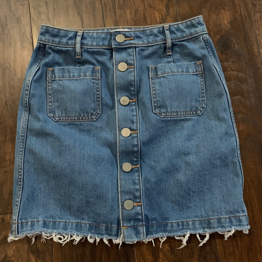 Loft Light Wash Mini Skirt